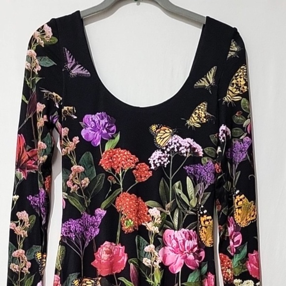 $395 Unworn Alice + Olivia Delora Floral Long Sleeve Body-Con Dress - Picture 5 of 14